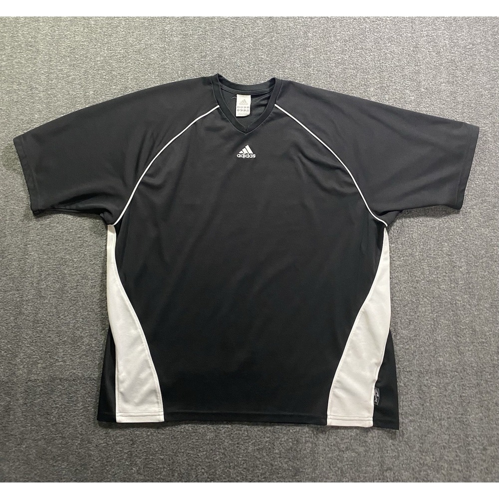 Adidas V Neck Polyester Soccer T-Shirt Black Men's Size XL